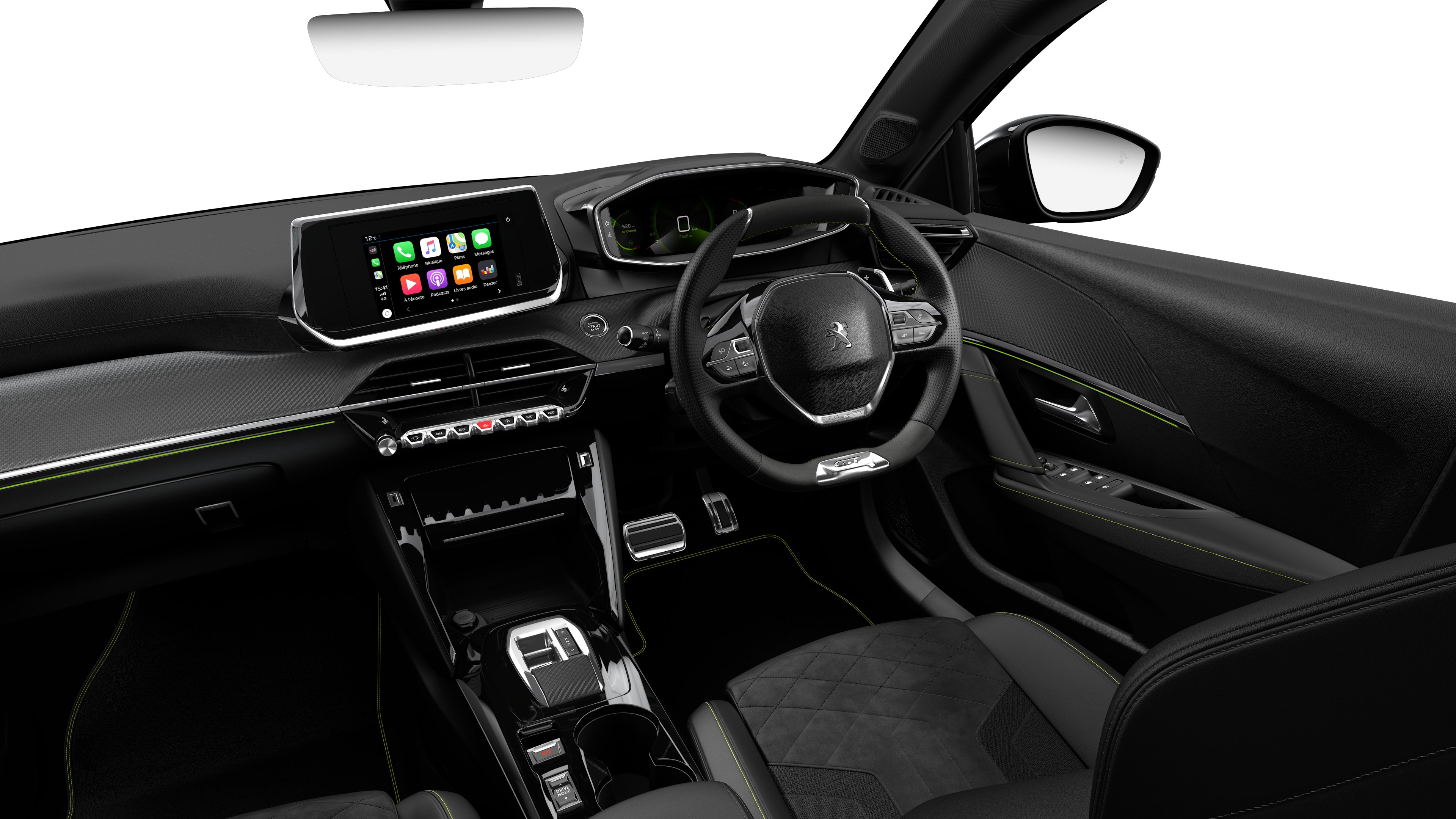 208のガソリンモデルにあらたに指先だけでシフト操作ができるトグル