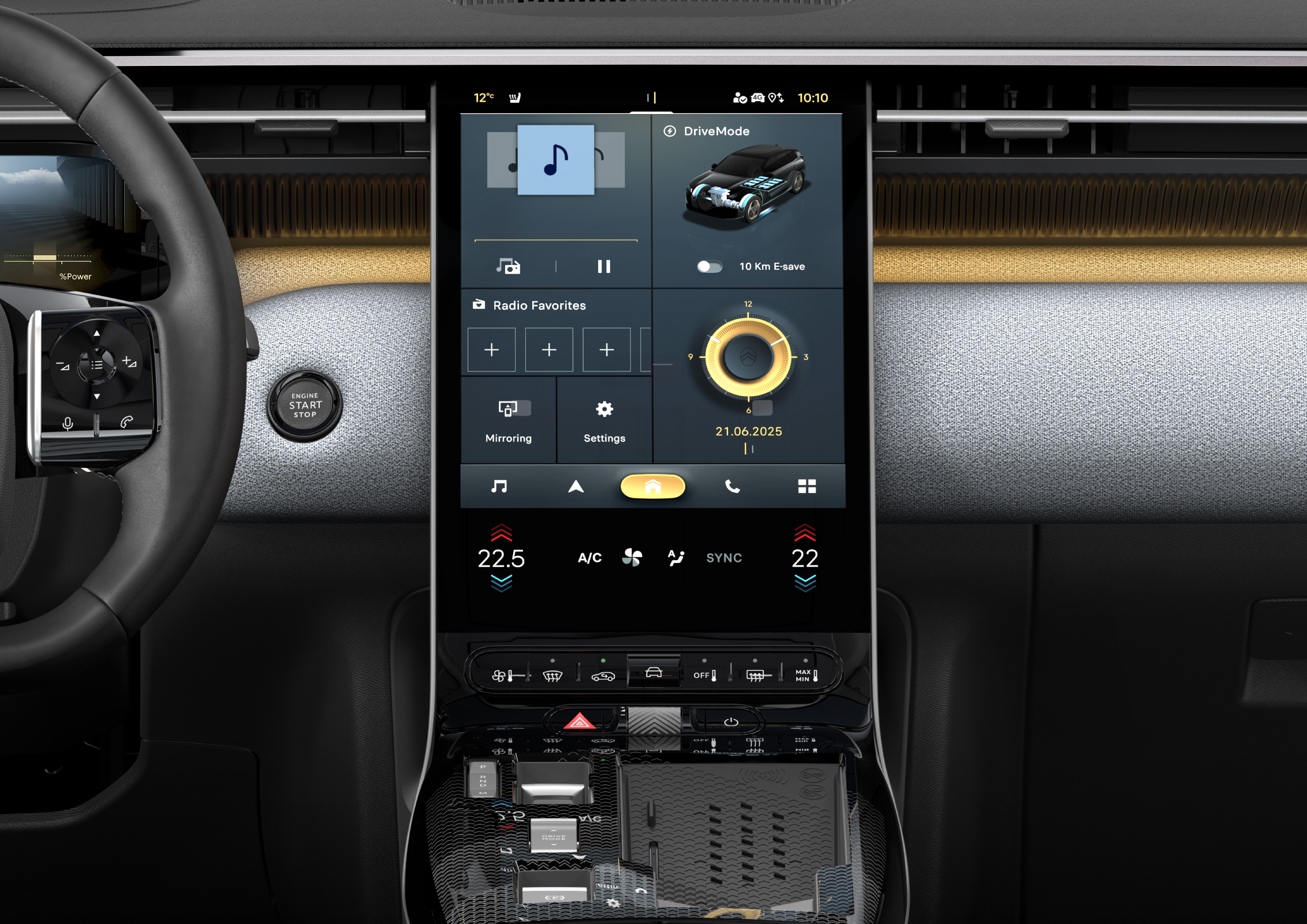 新型C5 AIRCROSSのコックピット。13インチ縦型ウォーターフォールスクリーンを中央に配置／ステランティスジャパン公式画像